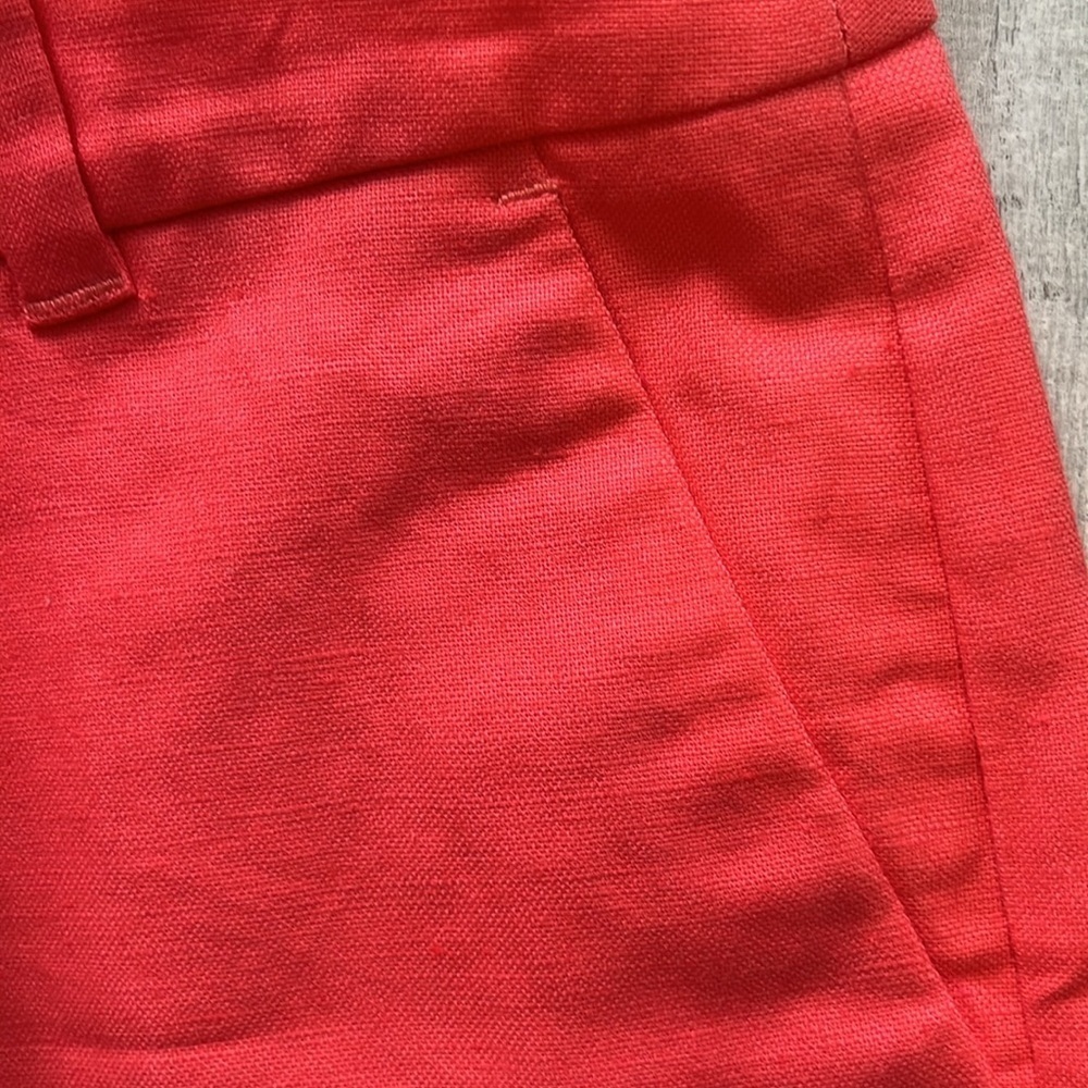 JCREW bright orange scalloped linen shorts - Picture 5 of 5